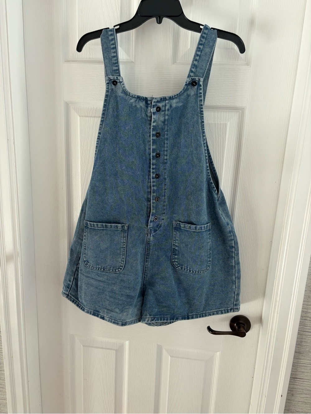 Classic Blue Denim Romper Jumpsuit. XL